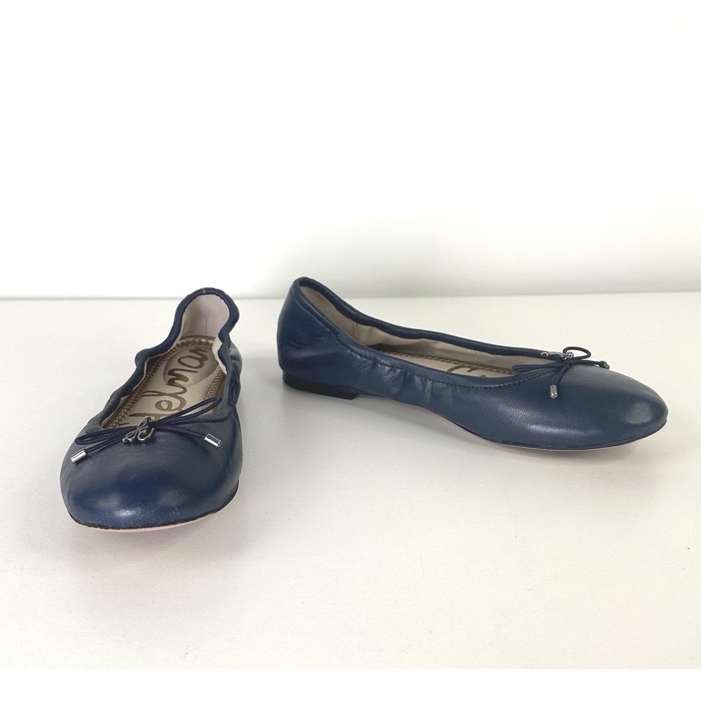 Sam Edelman Felicia Ballet Flat Blue Soft Leather Bow With Charm Women's 5.5 M